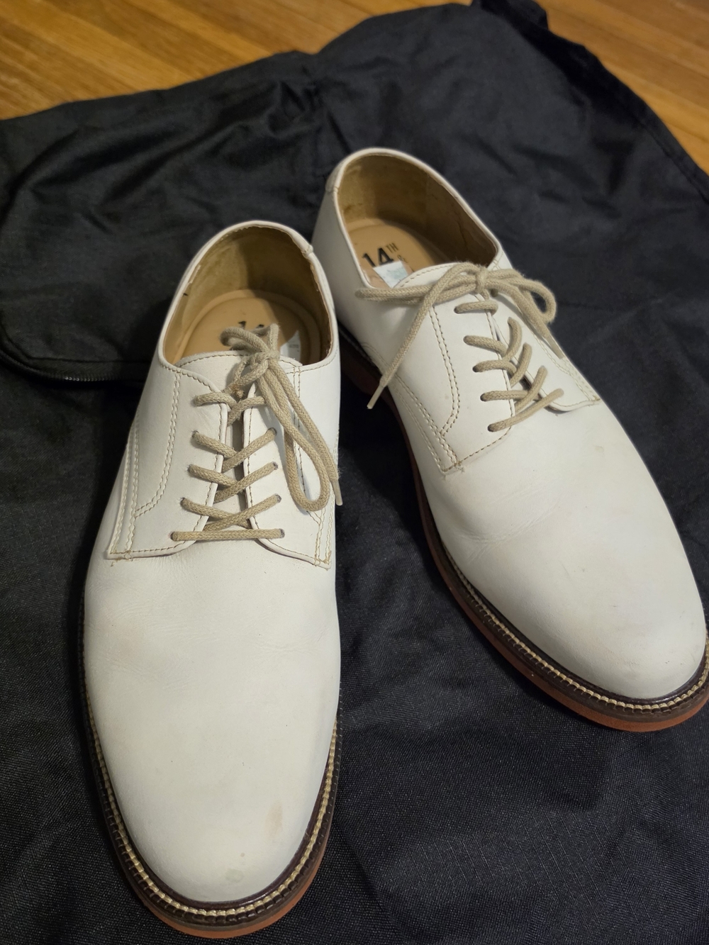 14th & Union White Leather Derby Shoes with Tan Accents